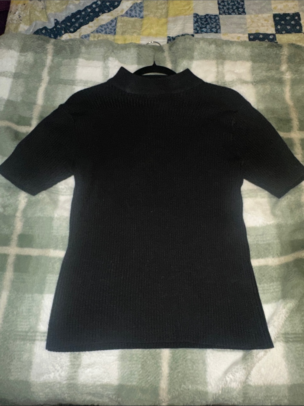 Women’s Black Mock Short-Sleeve Knit Top